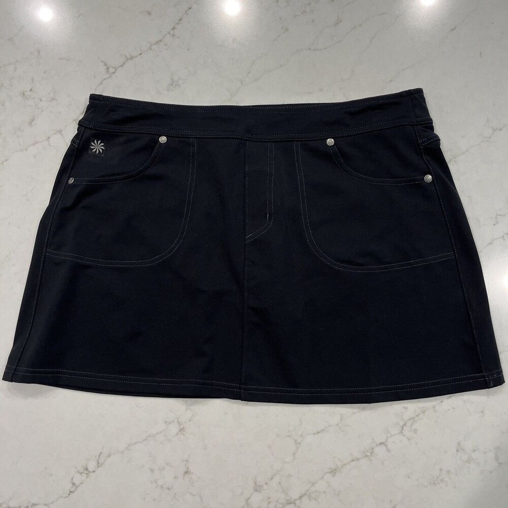 Athleta Endorphin Run Black Skirt Skort Zipped Pocket Womens Size Medium Stretch
